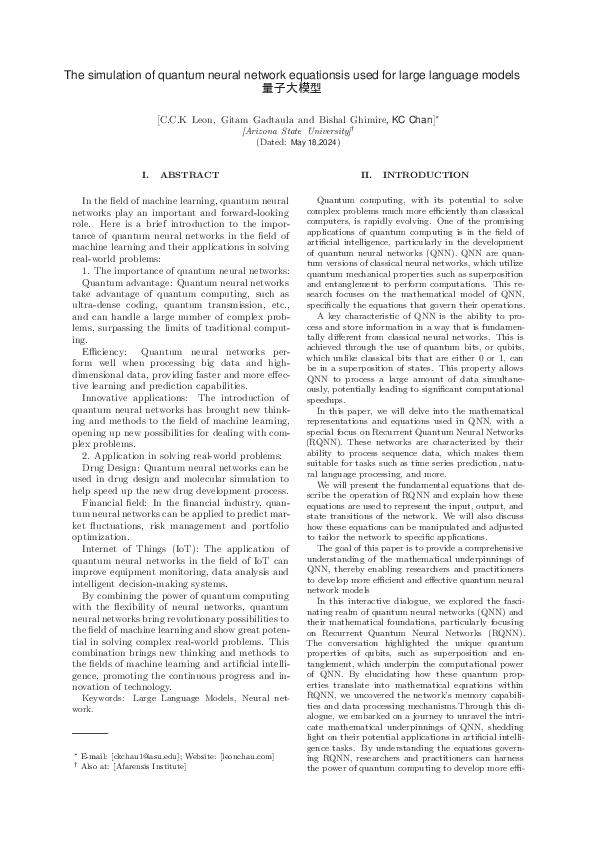 (PDF) The simulation of quantum neural network equationsis used for ...