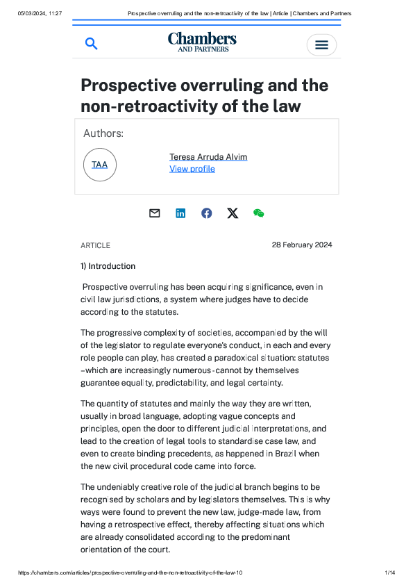 (PDF) Prospective overruling and the non-retroactivity of the law