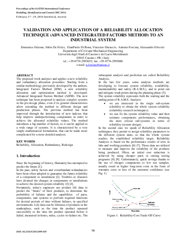 (PDF) Validation and Application of a Reliability Allocation Technique ...