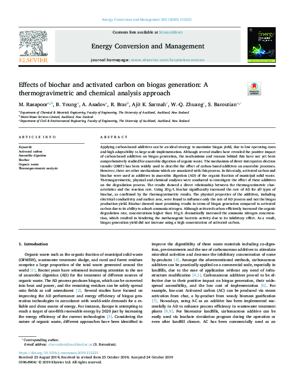 (PDF) Effects of biochar and activated carbon on biogas generation: A ...