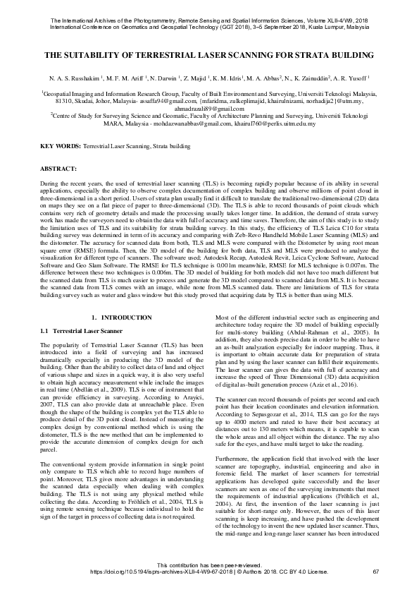 (PDF) The Suitability of Terrestrial Laser Scanning for Strata Building