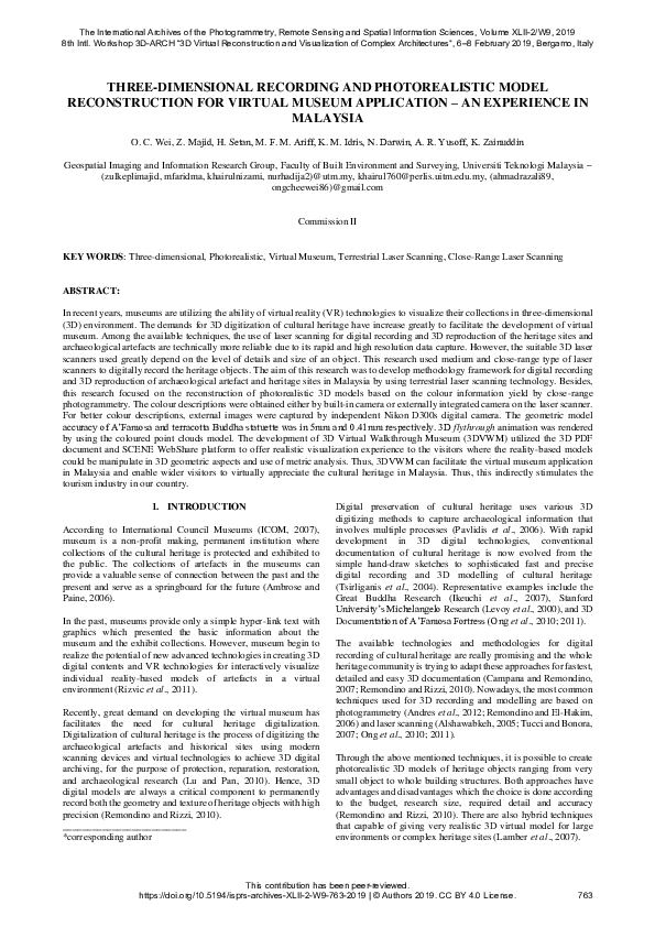 (PDF) Three-Dimensional Recording and Photorealistic Model ...