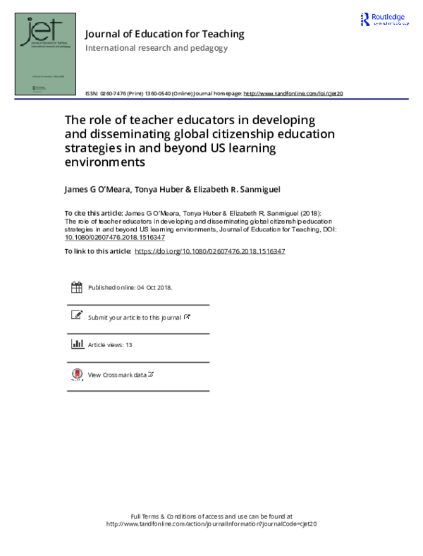 (PDF) The role of teacher educators in developing and disseminating ...