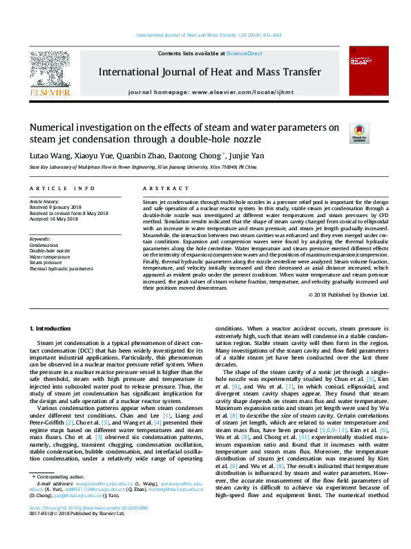 (PDF) Numerical investigation on the effects of steam and water ...