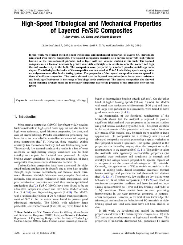 (PDF) High-Speed Tribological and Mechanical Properties of Layered Fe ...