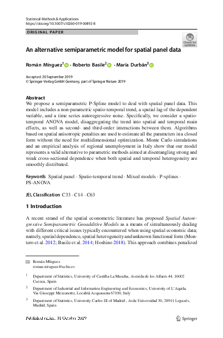 (PDF) An alternative semiparametric model for spatial panel data