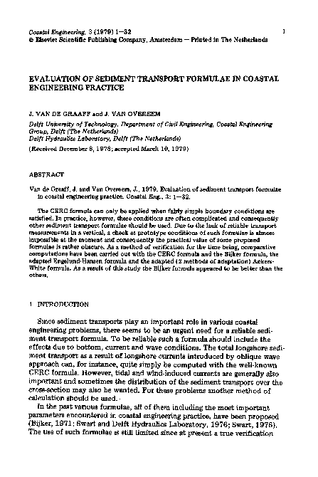 (PDF) Evaluation of sediment transport formulae in coastal engineering ...