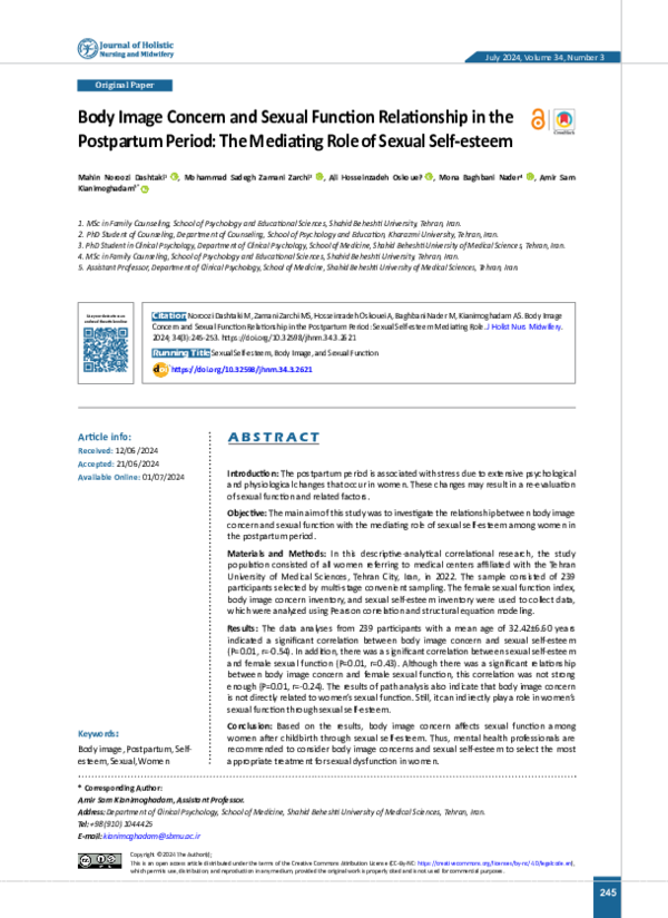 (PDF) Body Image Concern and Sexual Function Relationship in the ...