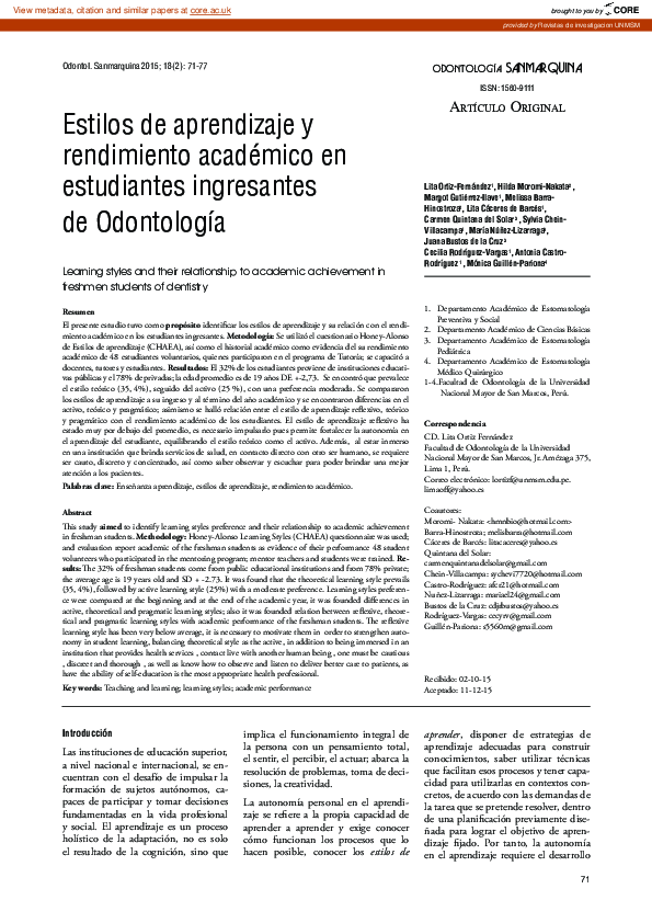 (PDF) Learning styles and their relationship to academic achievement in ...