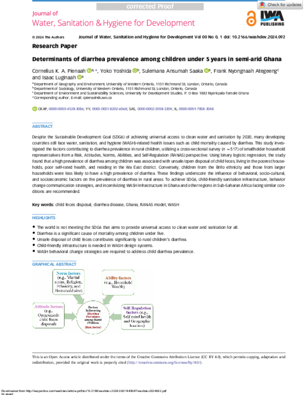 (PDF) Determinants of diarrhea prevalence among children under 5 years ...