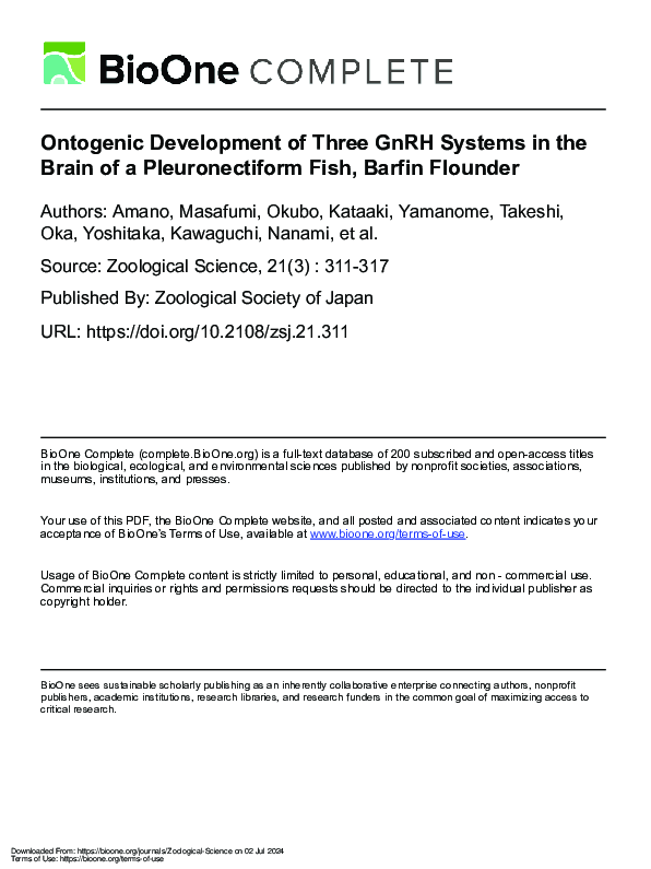 (PDF) Ontogenic Development of Three GnRH Systems in the Brain of a ...