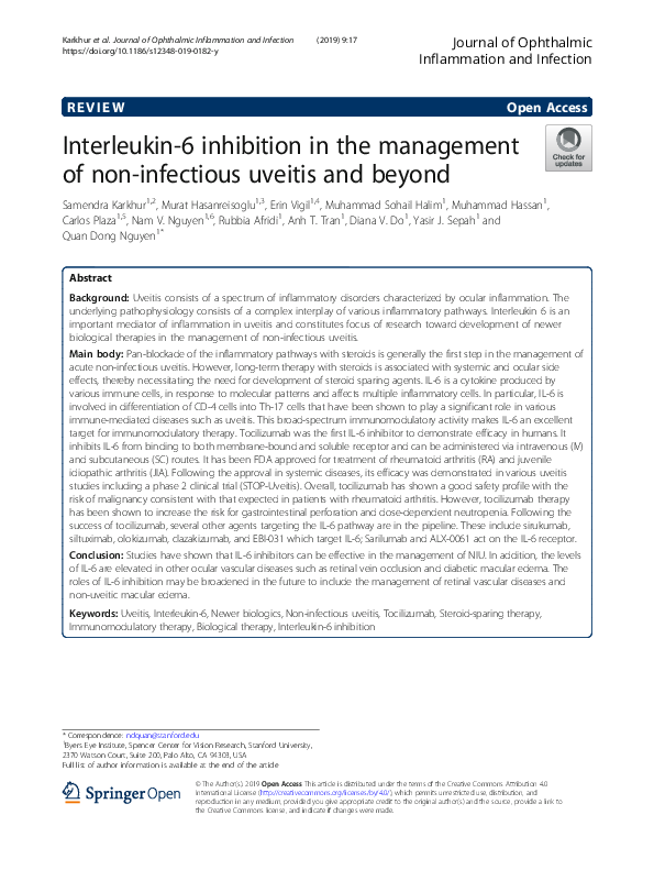 (PDF) Interleukin-6 inhibition in the management of non-infectious ...