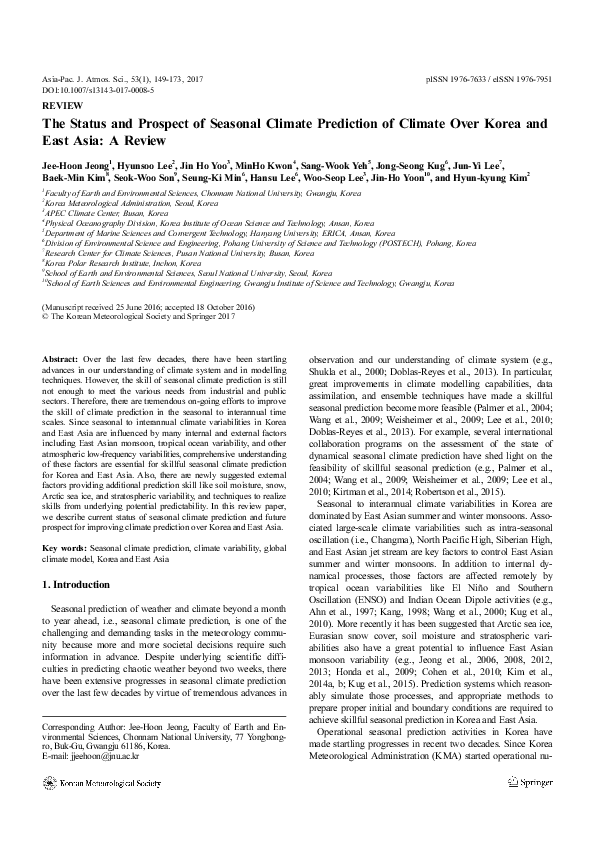 (PDF) The status and prospect of seasonal climate prediction of climate ...