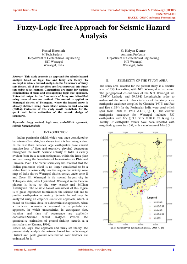 (PDF) Fuzzy-Logic Tree Approach for Seismic Hazard Analysis