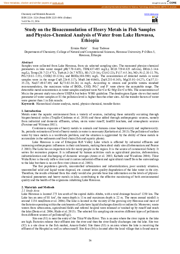 (PDF) Study on the Bioaccumulation of Heavy Metals in Fish Samples and ...