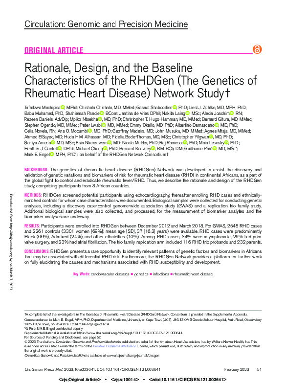 (PDF) Rationale, Design, and the Baseline Characteristics of the RHDGen ...