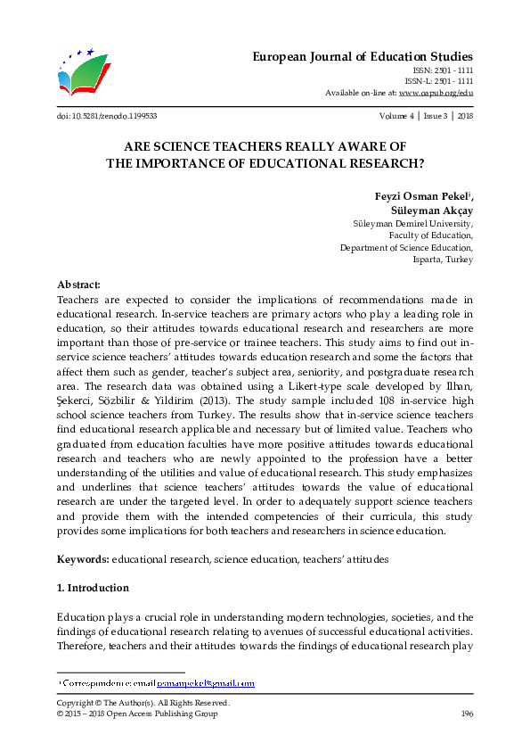 (PDF) Are Science Teachers Really Aware of the Importance of ...
