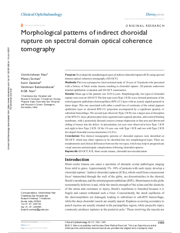 (PDF) Morphological patterns of indirect choroidal rupture on spectral ...