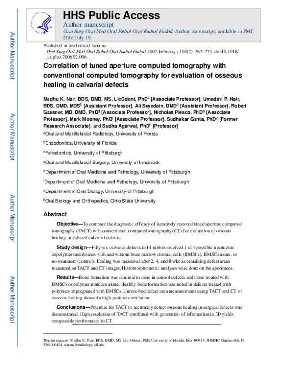 (PDF) Correlation of tuned aperture computed tomography with ...