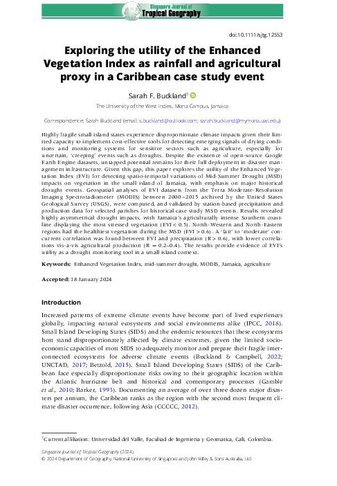 (PDF) Exploring the utility of the Enhanced Vegetation Index as ...