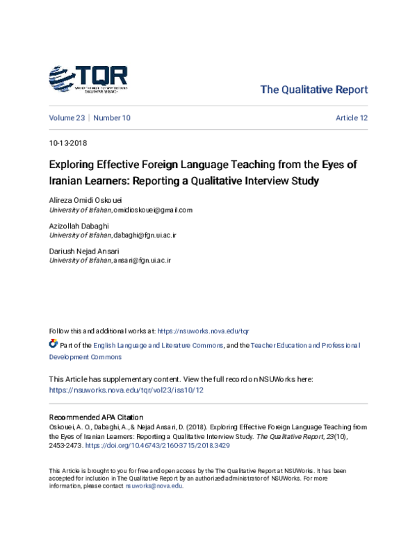 (PDF) Exploring Effective Foreign Language Teaching from the Eyes of ...