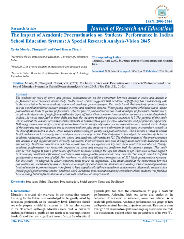 (PDF) The impact of academic procrastination on students performance in ...
