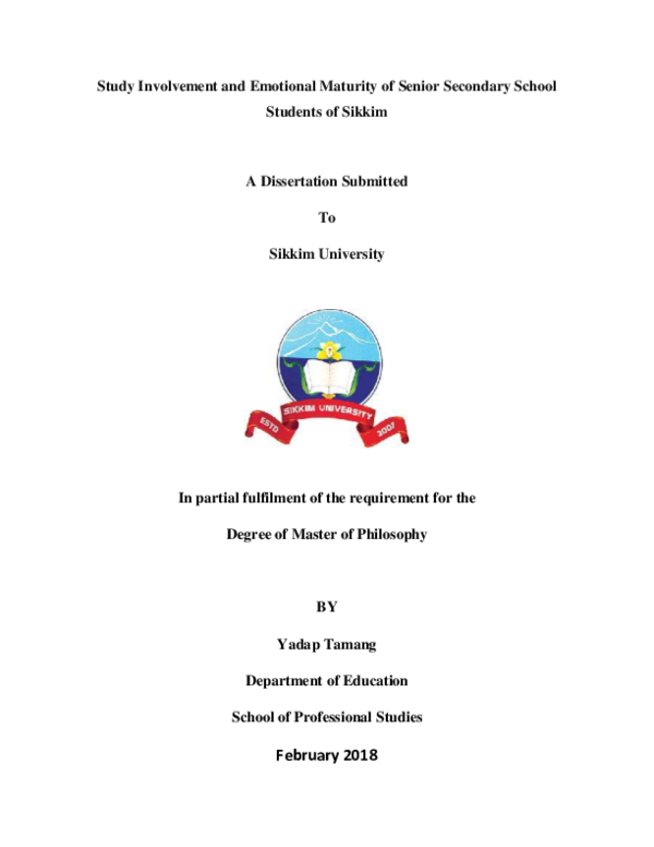 (PDF) Study Involvement and Emotional Maturity of Senior Secondary ...