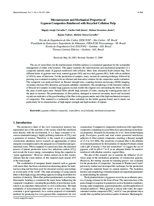 (PDF) Microstructure and mechanical properties of gypsum composites ...