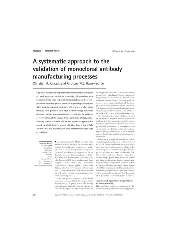 (PDF) A systematic approach to the validation of monoclonal antibody ...