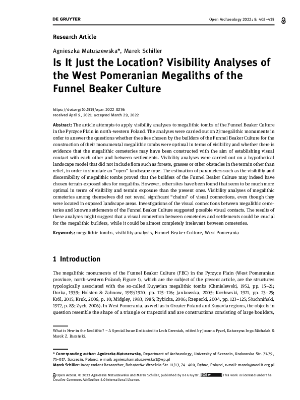 (PDF) Is It Just the Location? Visibility Analyses of the West ...
