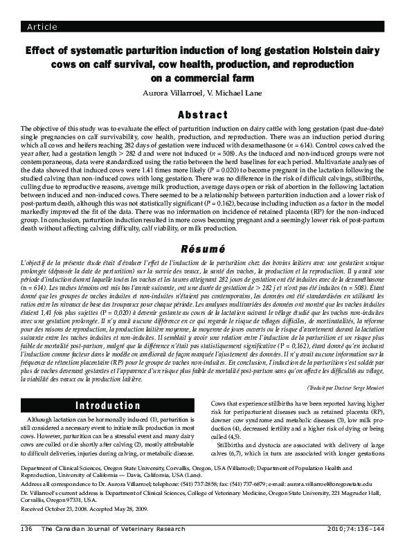(PDF) Effect of systematic parturition induction of long gestation ...