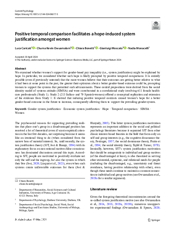(PDF) Positive temporal comparison facilitates a hope-induced system ...