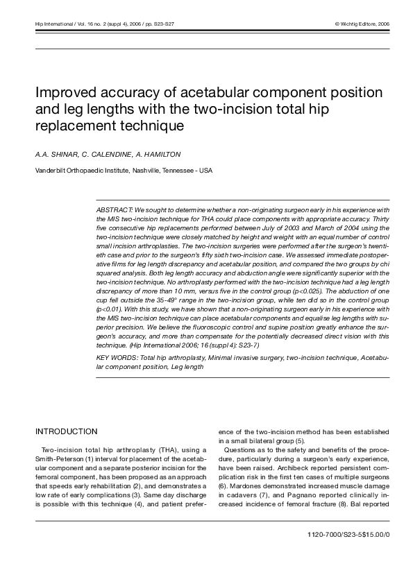 (PDF) Improved Accuracy of Acetabular Component Position and Leg ...
