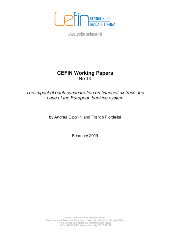 (PDF) The Impact of Bank Concentration on Financial Distress: The Case ...