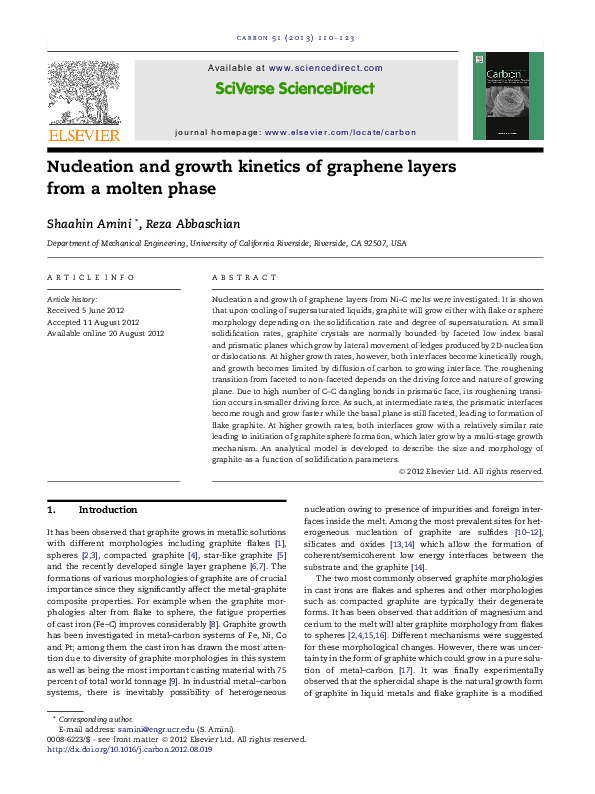 (PDF) Nucleation and growth kinetics of graphene layers from a molten phase