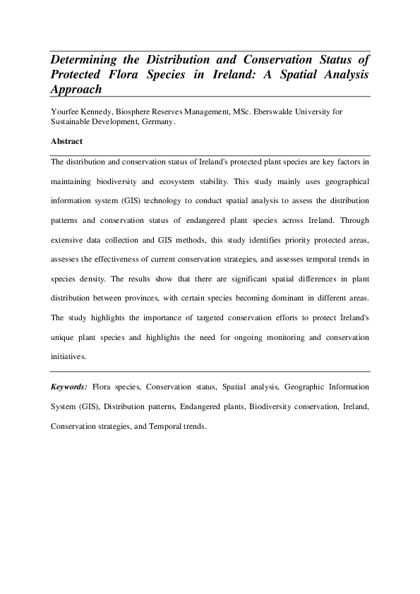 (PDF) Determining the Distribution and Conservation Status of Protected ...