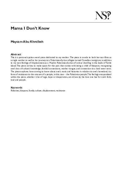 (PDF) Mama I Don't Know