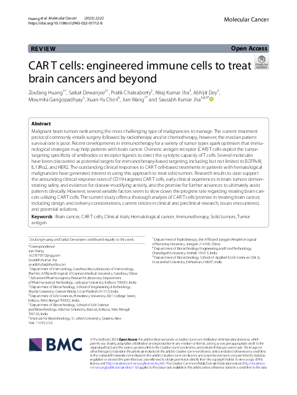 (PDF) CAR T cells: engineered immune cells to treat brain cancers and ...