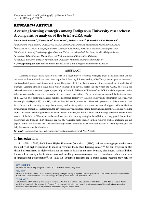 (PDF) Brief ACRA Scale Research Paper