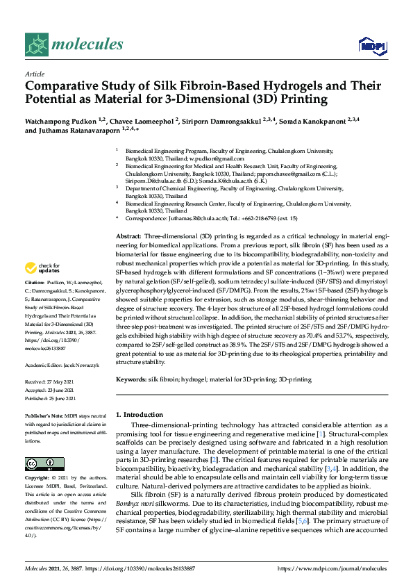 (PDF) Comparative Study of Silk Fibroin-Based Hydrogels and Their ...