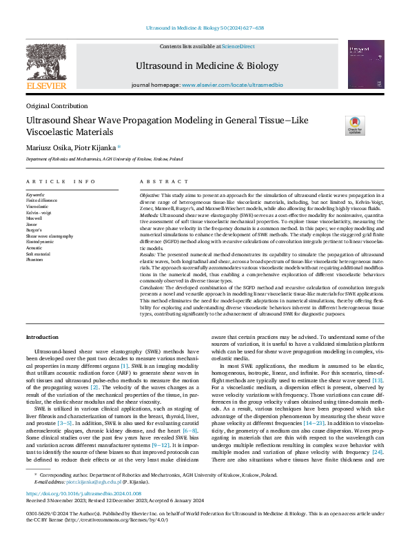 (PDF) Ultrasound Shear Wave Propagation Modeling in General Tissue−Like ...
