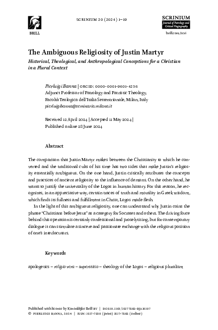 (PDF) The Ambiguous Religiosity of Justin Martyr Historical ...