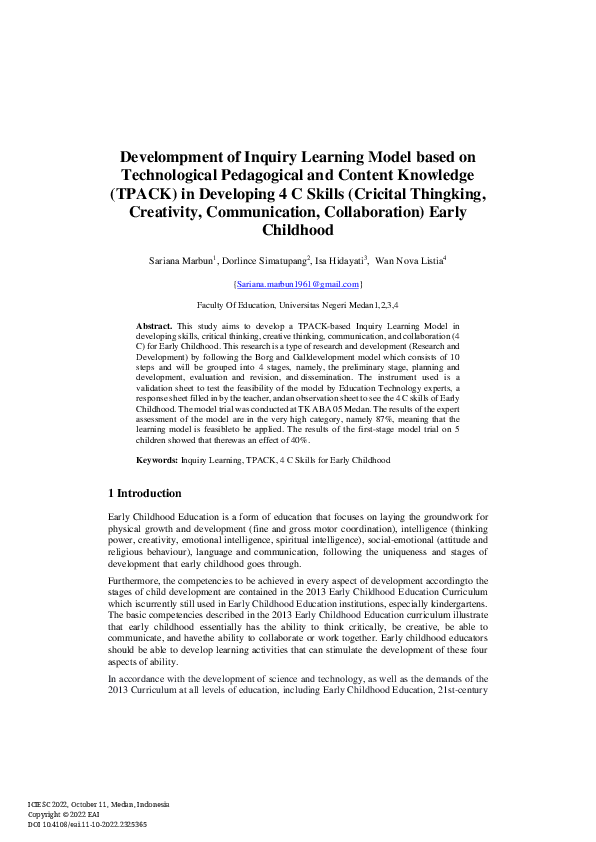 (PDF) Develompment of Inquiry Learning Model based on Technological ...