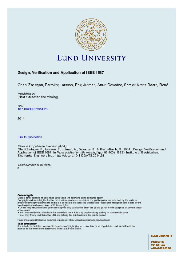(PDF) Design, Verification, and Application of IEEE 1687