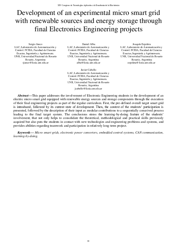 (PDF) Development of an experimental micro smart grid with renewable ...