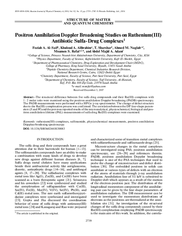 (PDF) Positron Annihilation Doppler Broadening Studies on Ruthenium(III ...