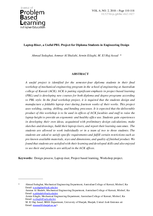 (PDF) Laptop Riser, a Useful PBL Project for Diploma Students in ...