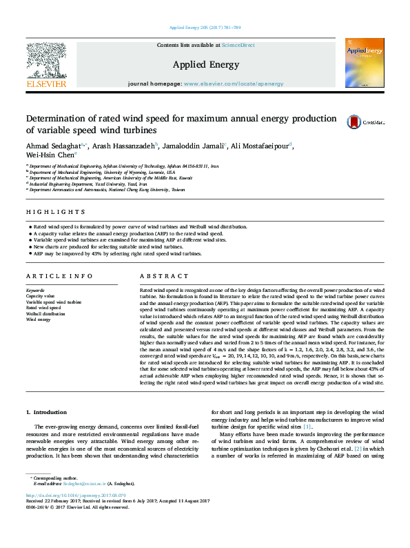 (PDF) Determination of rated wind speed for maximum annual energy ...