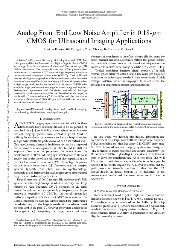 (PDF) Analog Front End Low Noise Amplifier in 0.18-µm CMOS for ...