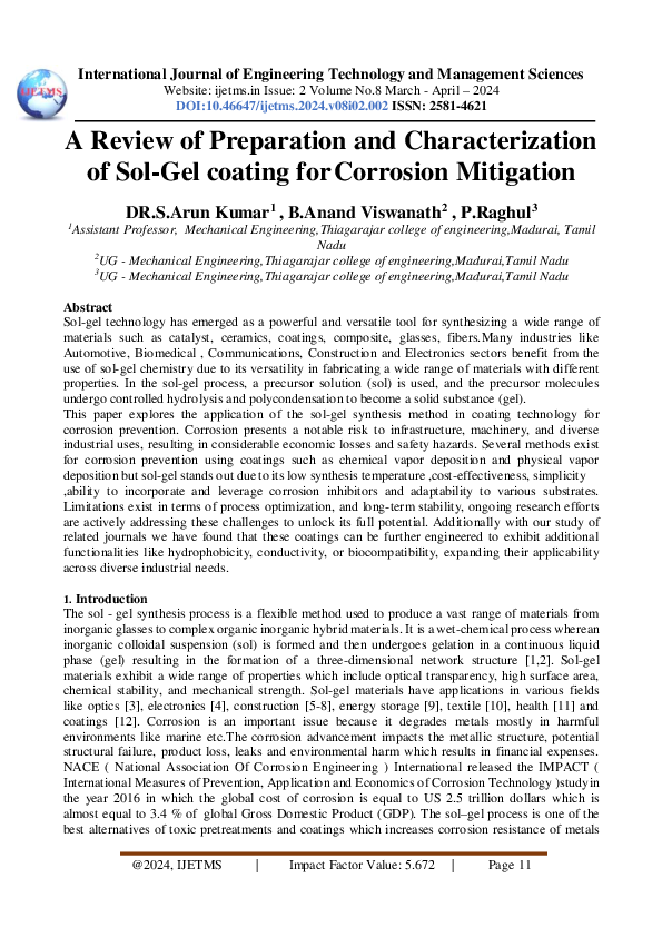 (PDF) A Review of Preparation and Characterization of Sol-Gel coating ...
